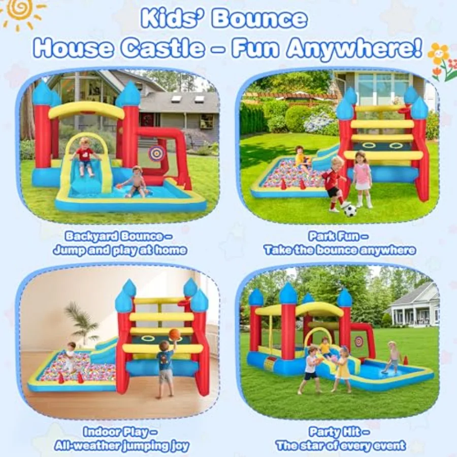 Casa inflable de rebote para 3 6 6 en 1, casa hinchable con tobogán y soplador, pared de escalada, baloncesto y juego de fútbol Infla