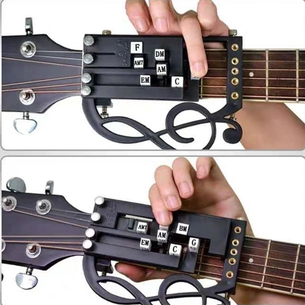 Upgraded One-Key Guitar Chord Trainer Chord Learning Assisted Tool Folk Guitar Chord Practice Tool for Folk Guitar