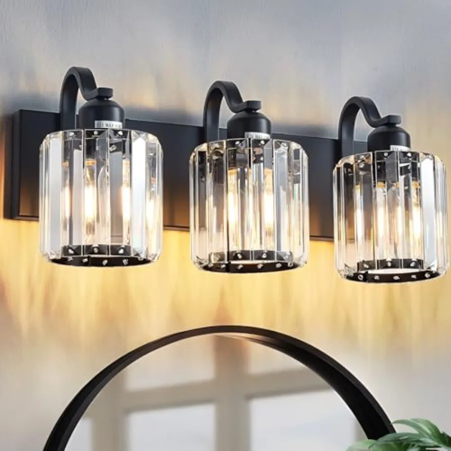 

Modern s Bathroom Vanity Light, Crystal Bathroom Lights Over Mirror, Modern Wall Lighting Fixtures with Crystal Round Shade Exc