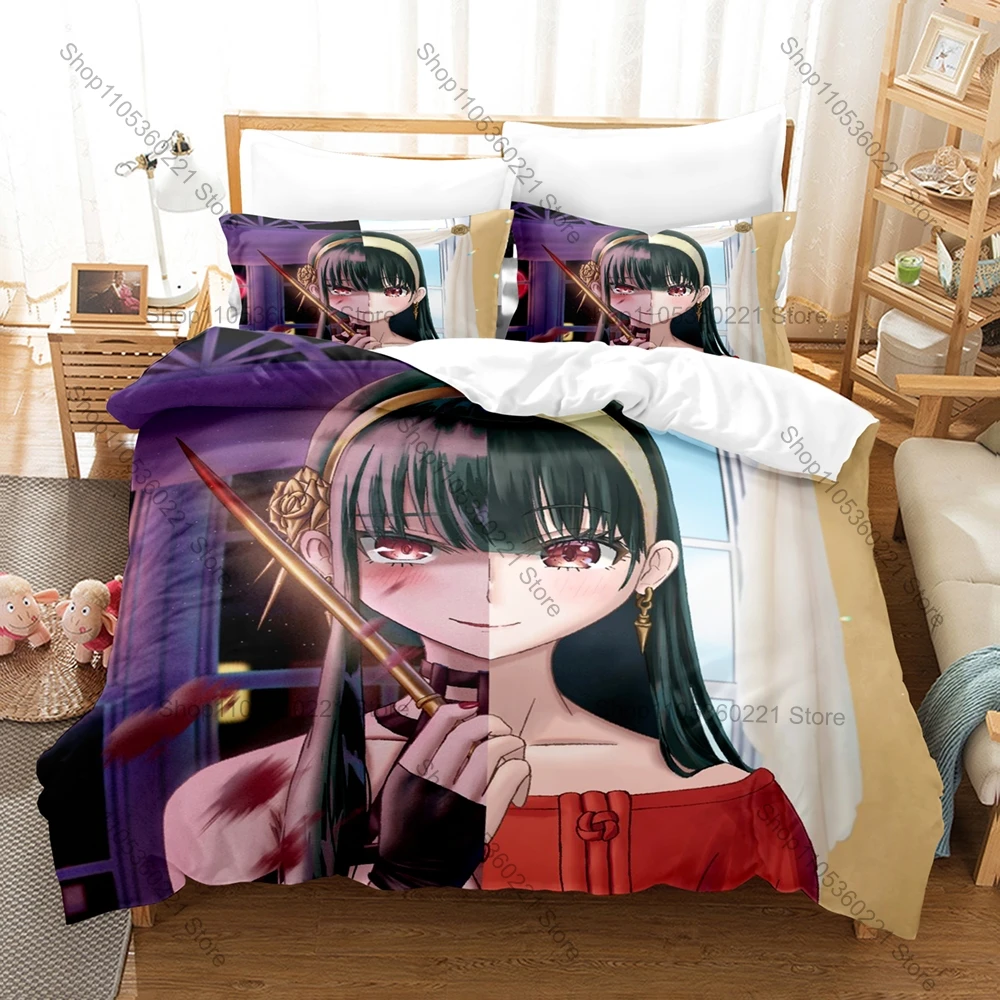Code Name Princess Thorn Yor Forger 3 In 1 Bedding Set Duvet Cover & 2 Pillow Covers Soft Textile For Bedroom Decoration