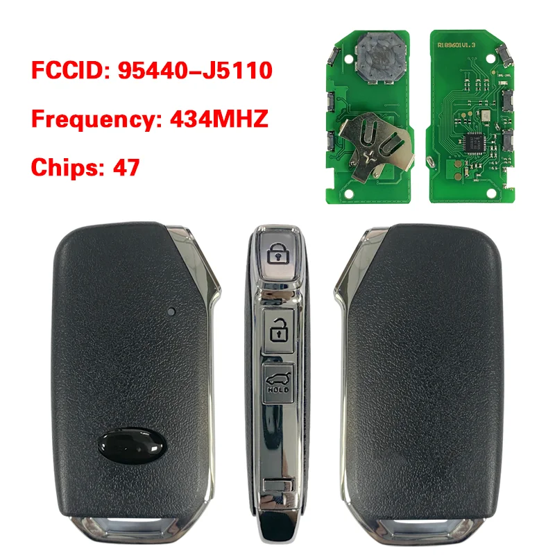 

CN051117 Aftermarket Key 95440-J5110 For KIA Stinger 2018-2020 Keyless Smart Key 433Mhz ID47 Chip