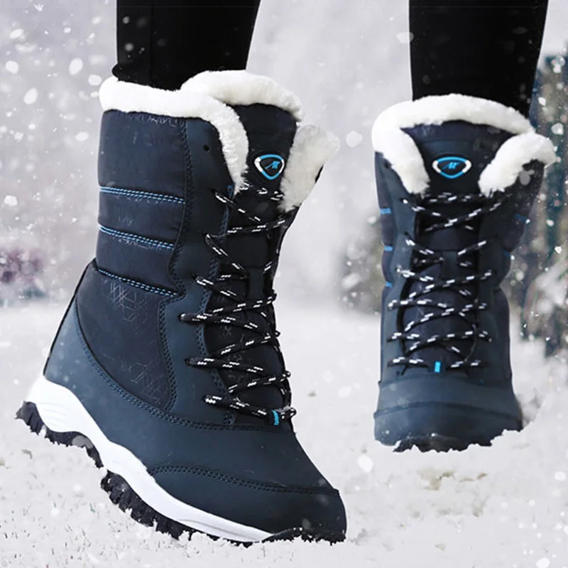 Women's Winter Boots Mix Color Snow Boots For Women Heels Winter Shoes Fur Botas Mujer Ankle Boots Platform Shoes Women Footwear