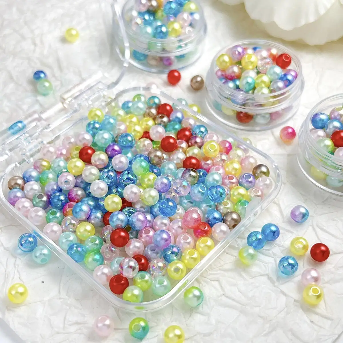 

50PCS Multi-colored Glossy Mini Round Beads Rresin Nail Charms 3D Simulated Pearl Bead Nail Art Decorations DIY Bracelet Crafts