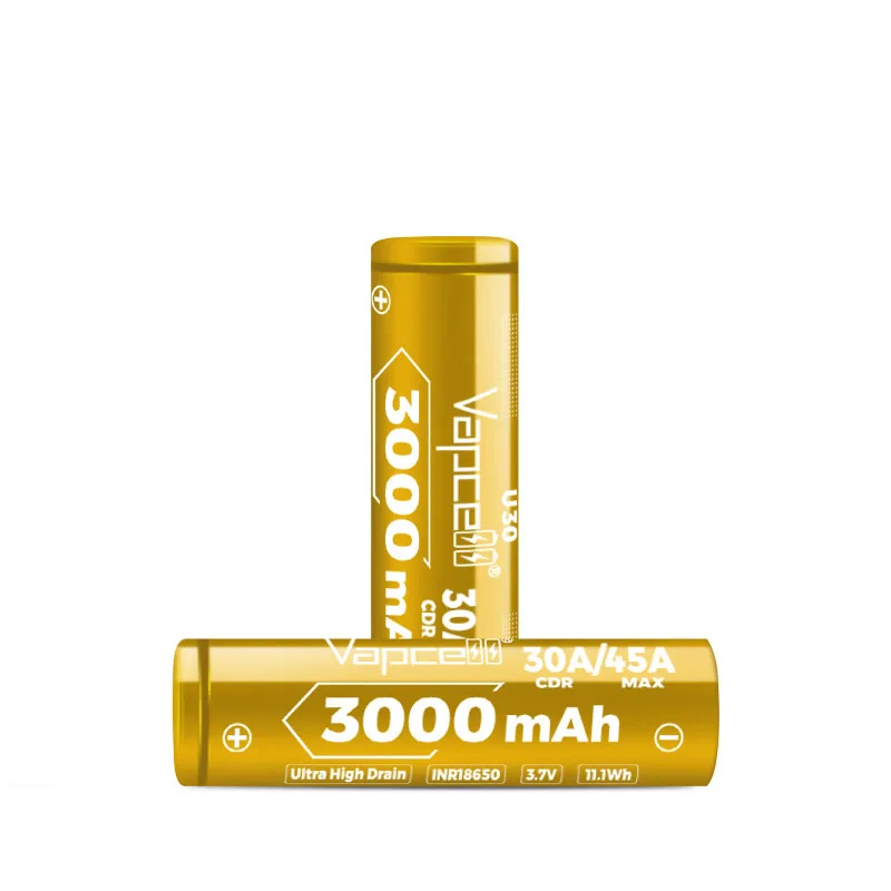 Original Vapcell U30 18650 3000mah Cylindrical Battery 30A/45A 3.7V 11.1Wh Rechargeable Lithium Batteries INR18650 for Toys