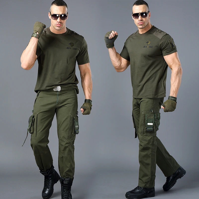 Allied Special Outdoor Training Field Casual Cotton Round Neck Tactical Air Force Assault Team Short Sleeve T-Shirt And Pants