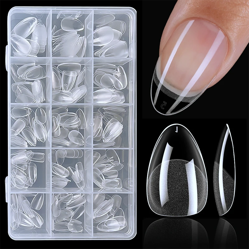 240Pcs XXS Almond False Nail Tips Semi-matte Full Cover Soft Gel Tips Artificial Nails Extension Perfect for Extra Short Nails