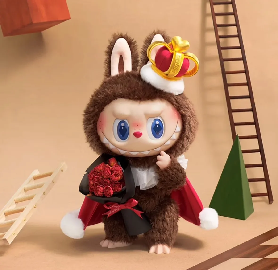 정품 Labubu 시간 에나멜 봉제 인형 그림 37cm 대형 Labubu 액션 입상 Kawaii 애니메이션 인형 장난감 선물 POPMART