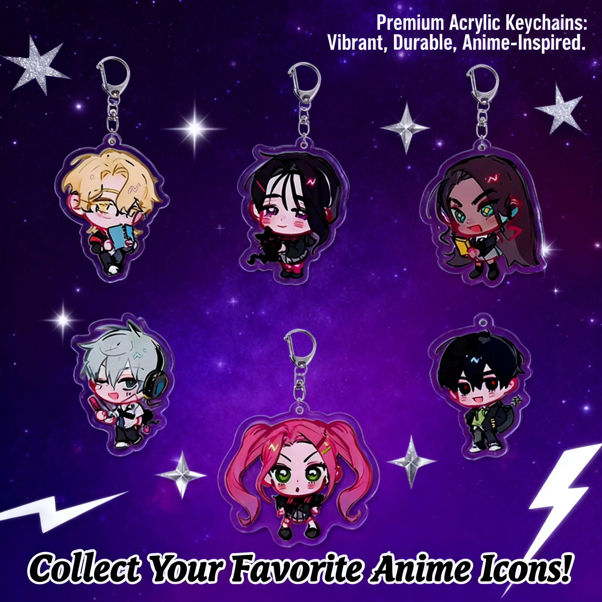 Llavero de acrílico personalizado de doble cara con diseño de Q Version Stage, colgante, venta al por mayor, transfronterizo, stock listo para envío directo