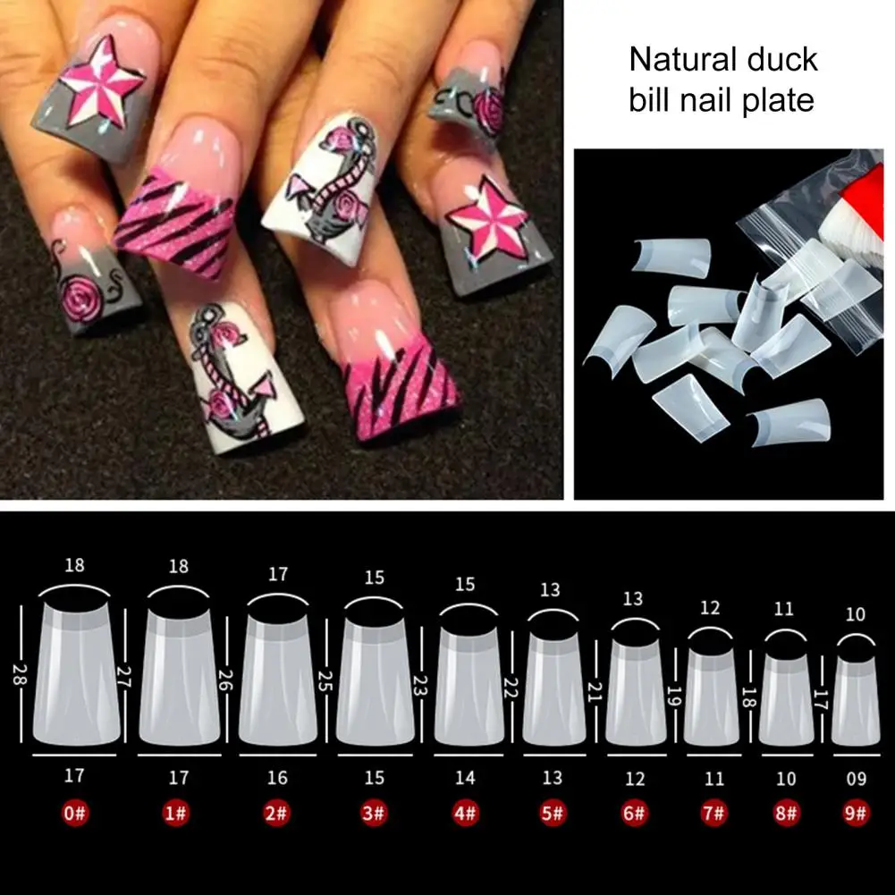 Nail Tips 500Pcs Beautiful Full Cover Anti-deformed  Acrylic Nails Clear Duck Feet Tips Beauty Supplies