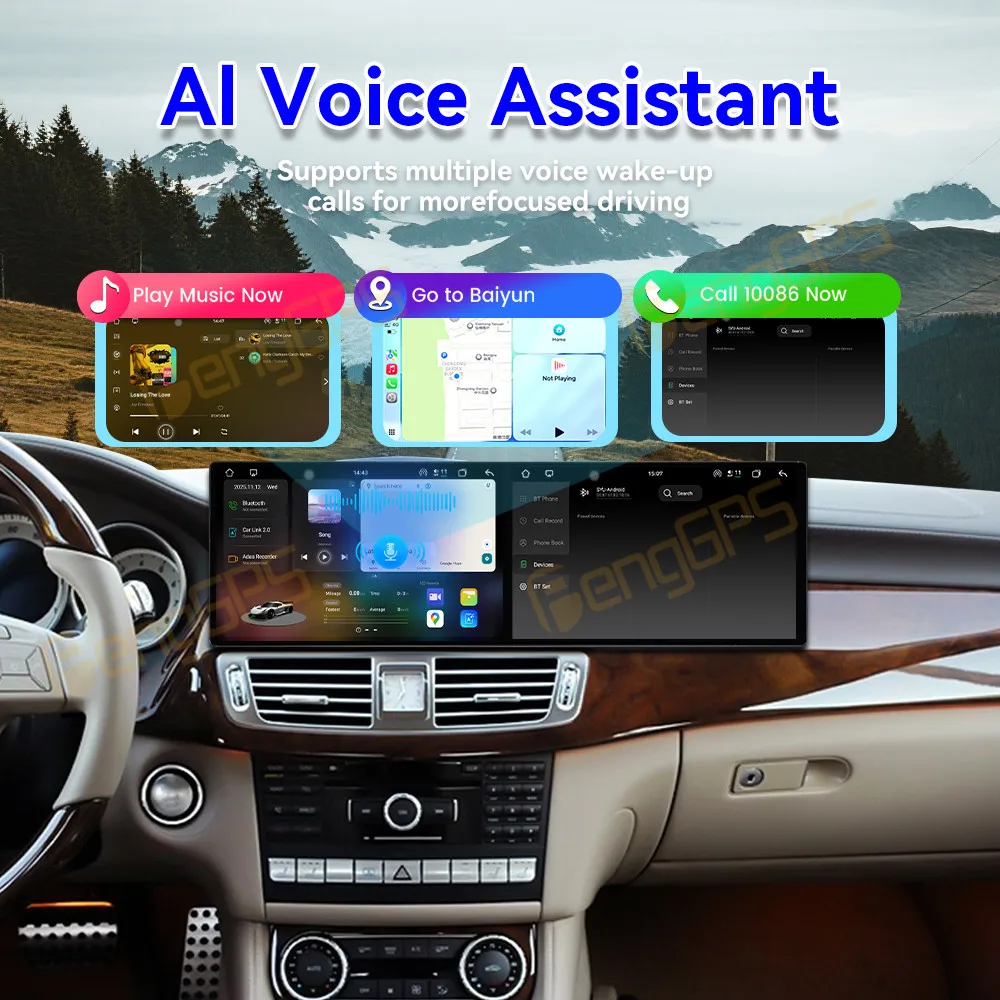 Update 9.1 Inch Dual Screen Android 15 Car Radio For Mercedes-Benz CLS (W218) 2012-2015 Carplay GPS Navi Multimedia Player view 5