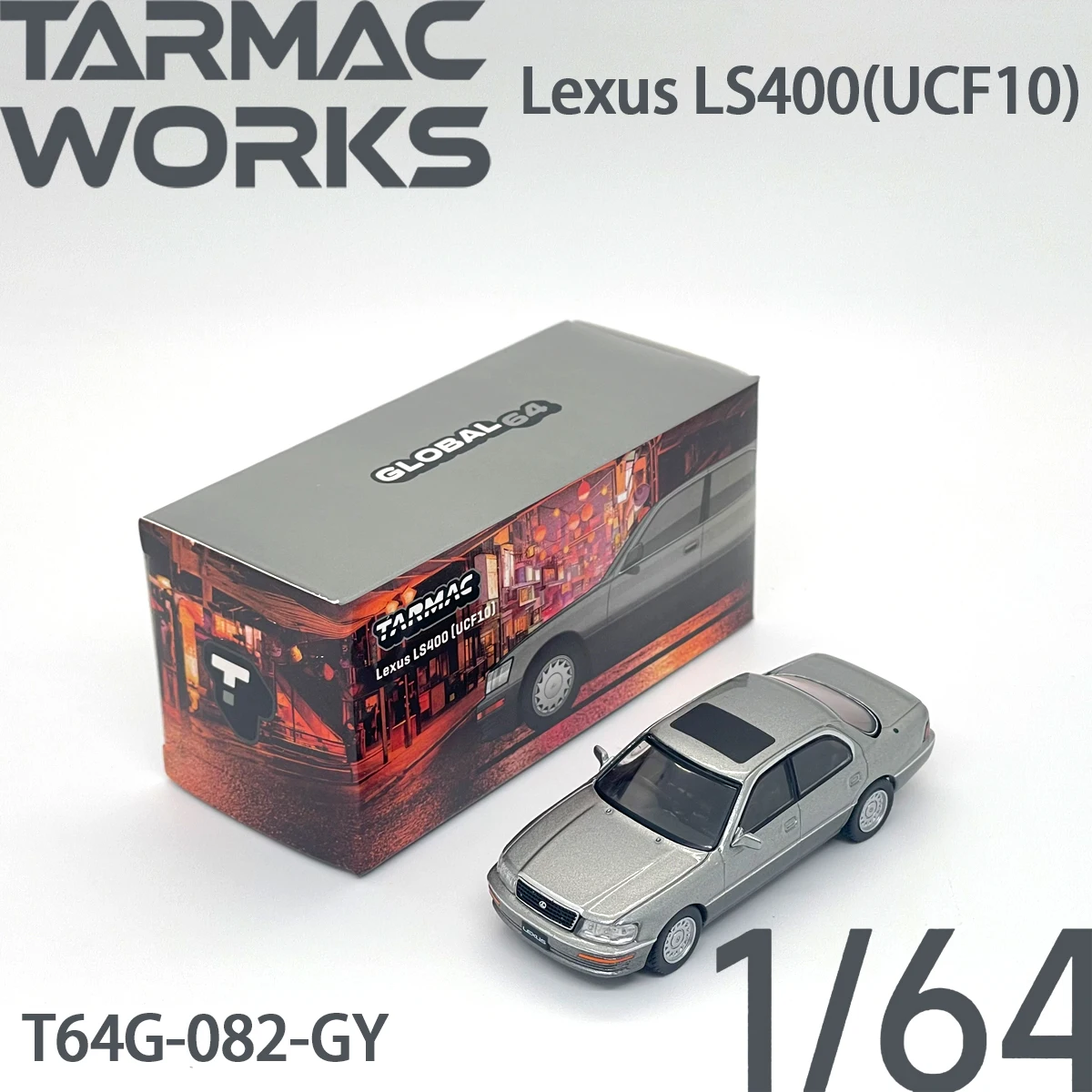 In Stock Tarmac Works 1:64 Lexus LS400 UCF10 Metallic Grey Classic Luxury Sedan Diecast Car Model T64G-082-GY image 2