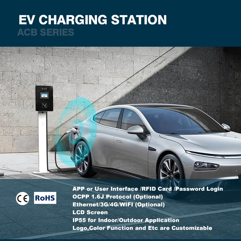 32A Wallbox 11kw EV Charger Station For Type 2 Electric Vehicle