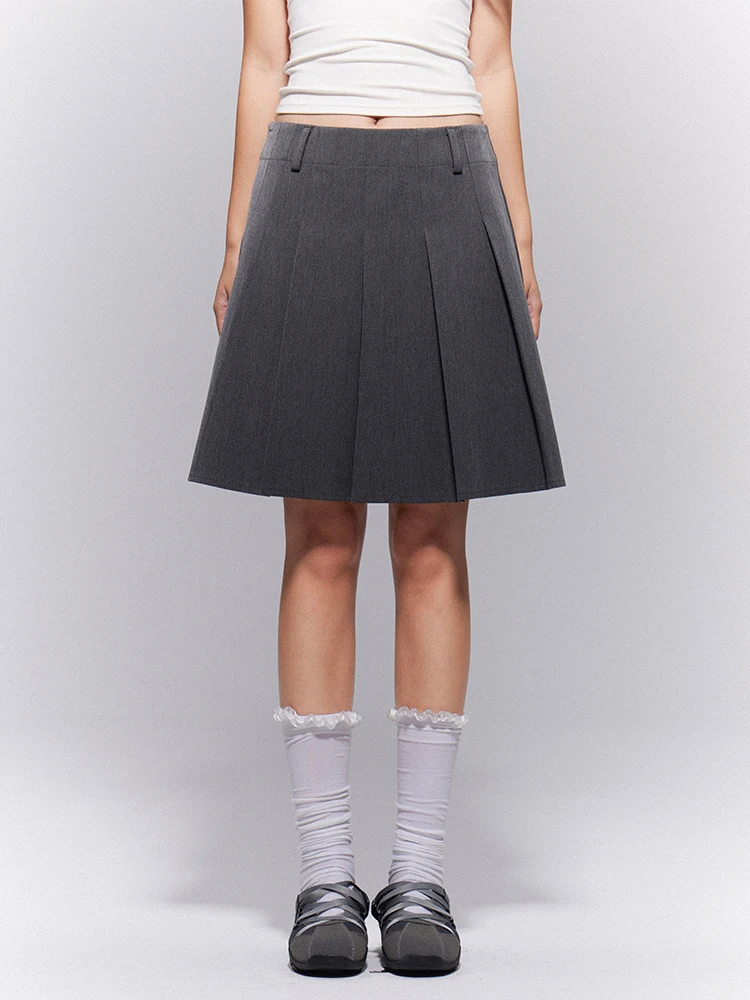 

Плиссированная юбка миди с высокой талией для женщин, повседневная, из полиэстера, А-силуэт, короткая юбка с низкой талией