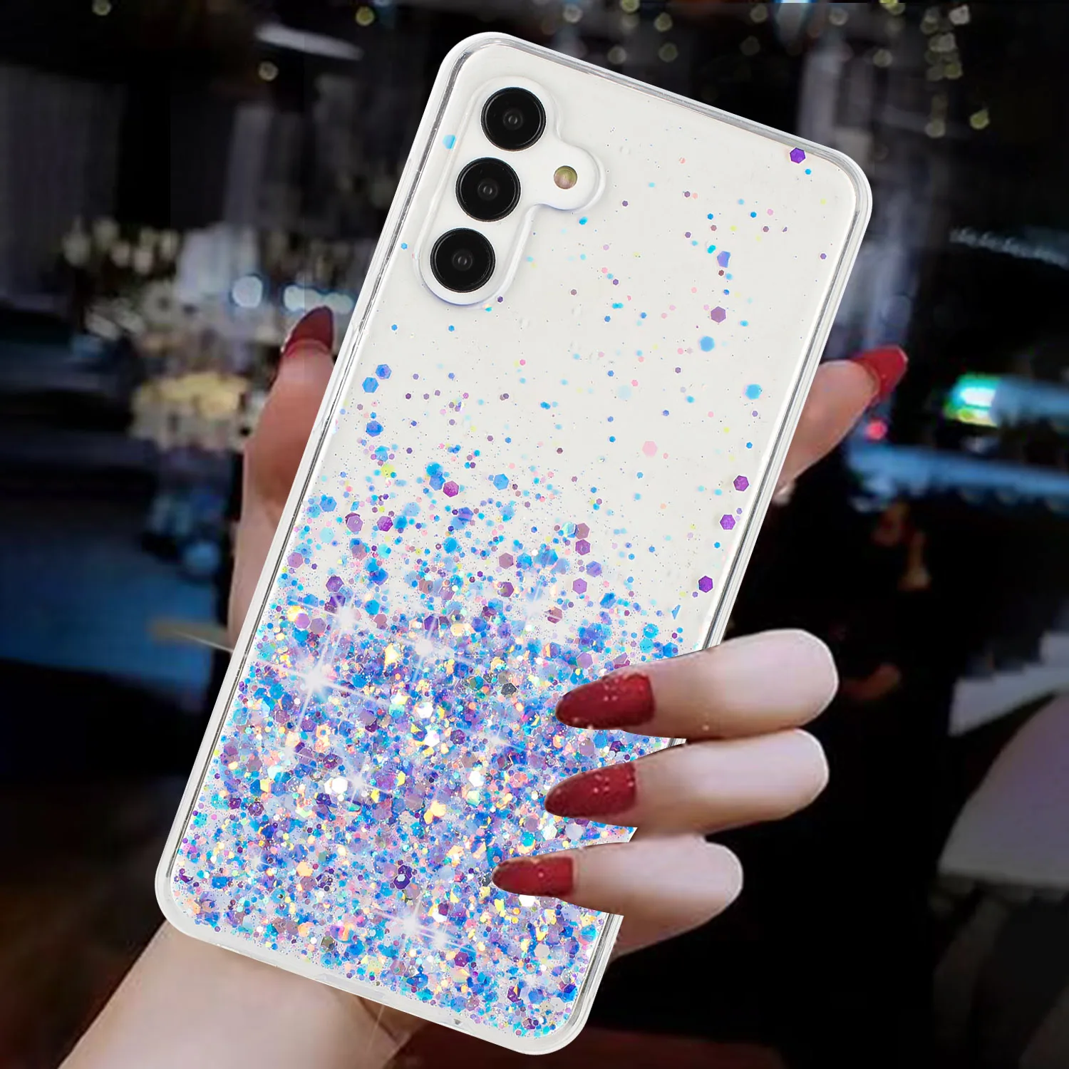 Luminous Sequins Glitter Case For Samsung Galaxy A55 A54 5G A34 A05S A15 A16 A56 S24 Ultra S23 S25, Shiny Bling Glow Dark Cover