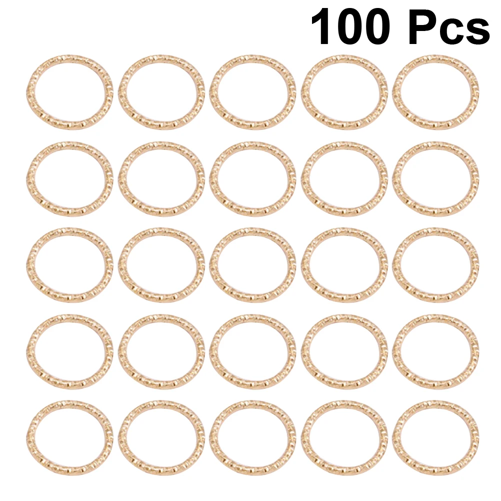 

100 PCS Jewelry Rings for Charms Embossed Wreath Buckle Making Accessories Plated Golden