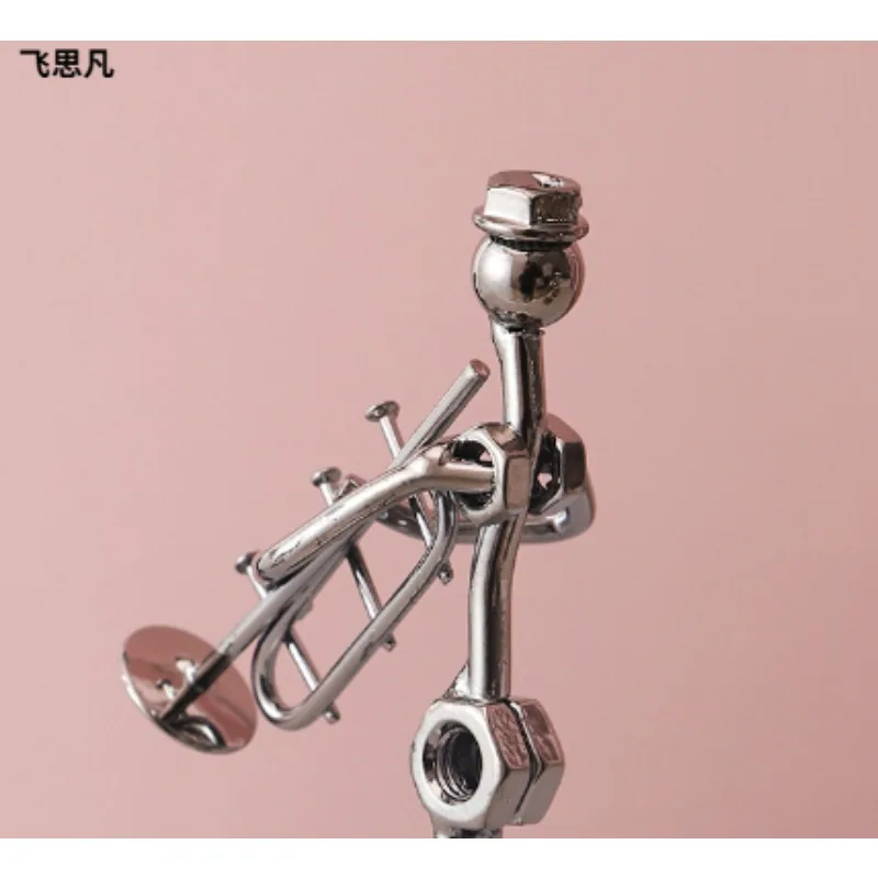 Retro Ironwork Band Ornament Metal Electroplating Mini Music Minimalist Guitar Violin Decoration Handicraft Classical Gift