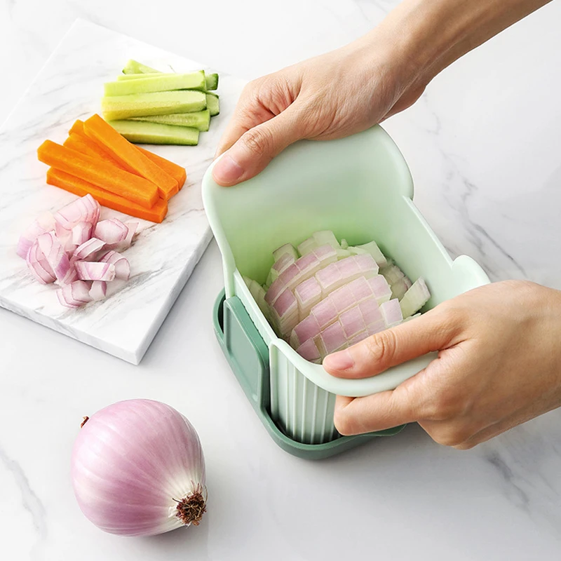 Multifunctional Plastic Vegetable Chopper Hand-Pressed Onion Dicer Cucumber Slicer Potato Cutter Food Contact Safe Kitchen