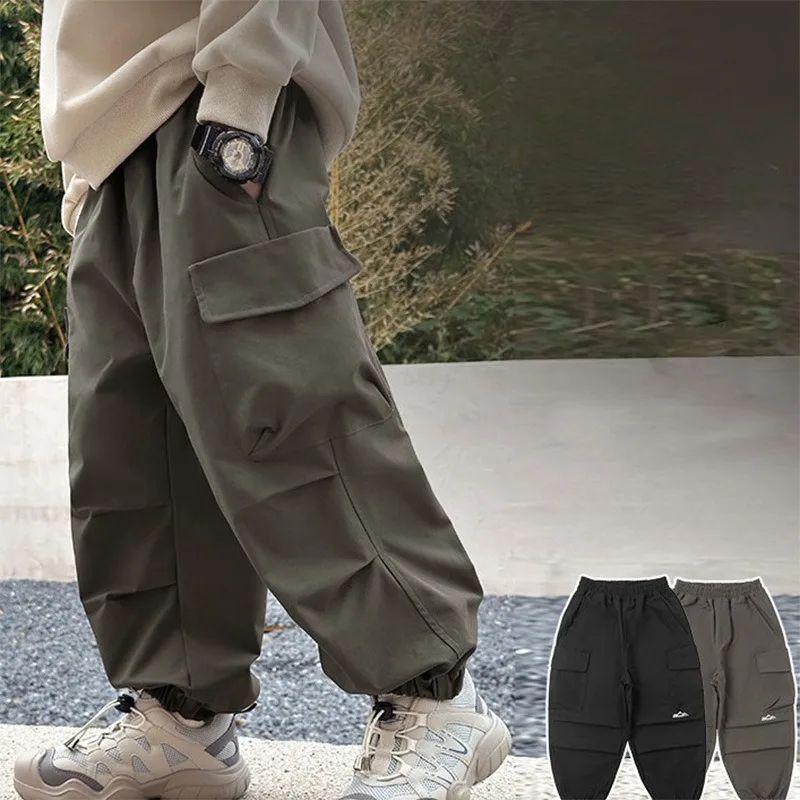 

Осенние детские повседневные спортивные штаны для мальчиков и мальчиков, однотонные брюки-карго, весенние шаровары с тонкой эластичной резинкой на талии, одежда для маленьких детей от 3 лет