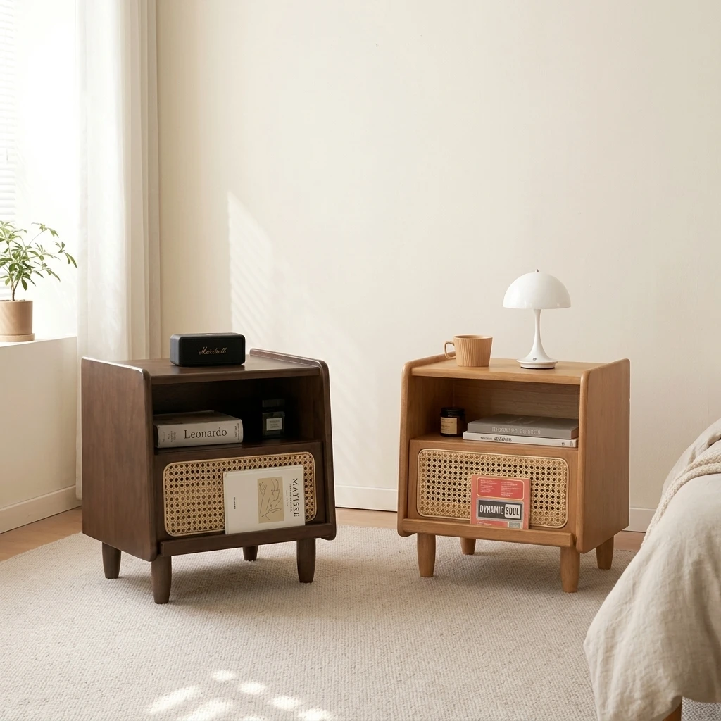 & Handcrafted Minimalist Hardwood Nightstand Sleek Contemporary Design Natural Wood Bedroom Furniture Living Room bedside tables