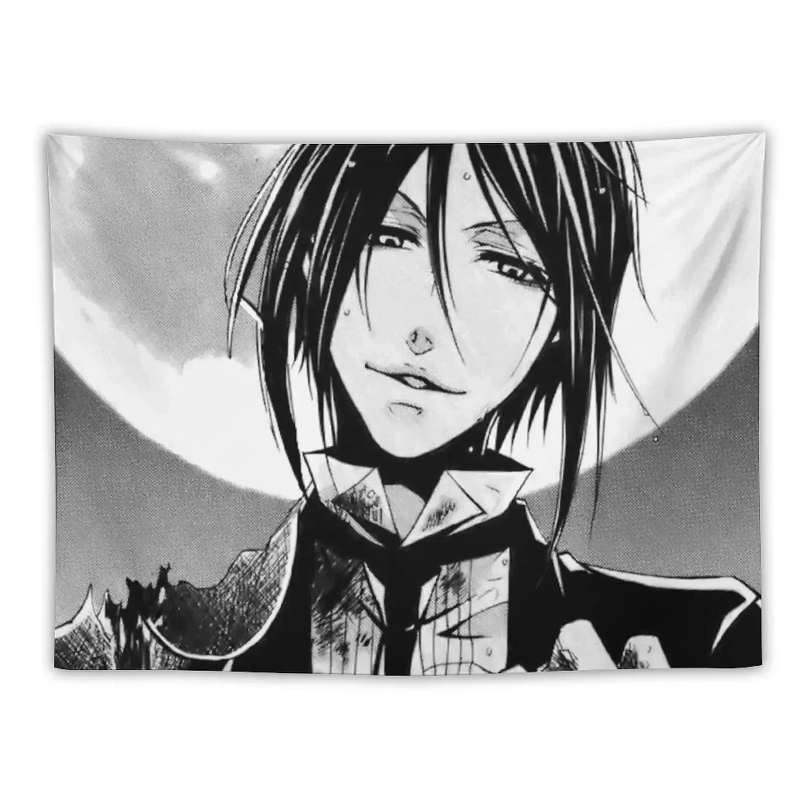 

black butler Sebastian Michaelis full moon manga Tapestry Home Decoration Aesthetic Room Decoration Wallpaper Tapestry