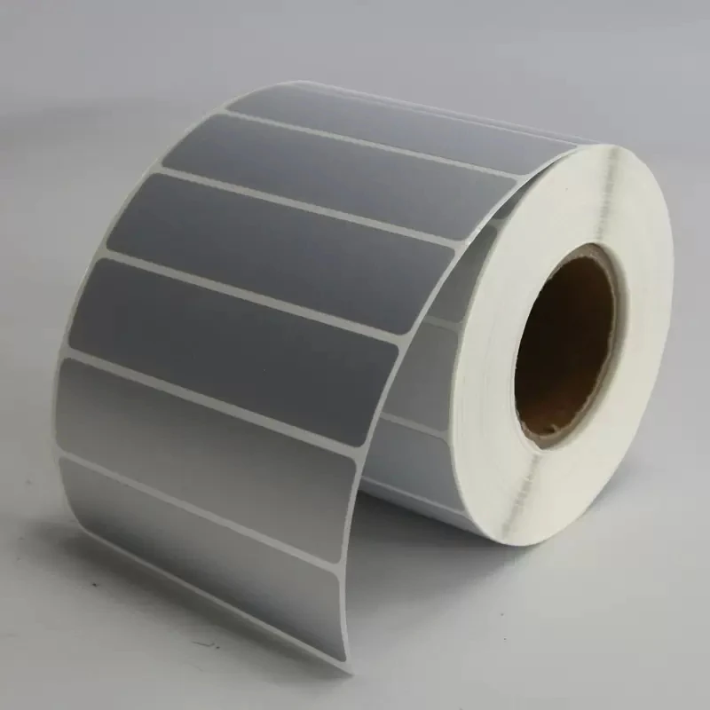 80 x 20 mm 1500 Pieces/Roll Silver Sticker Silver PET Label Waterproof Tearproof Oilproof Barcode Label