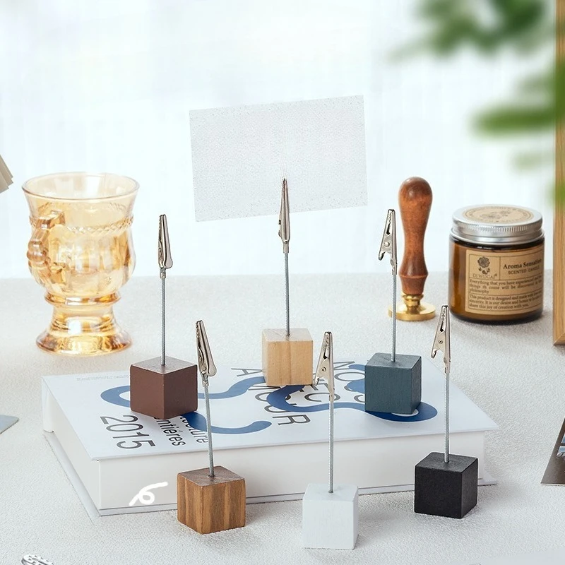 1Pcs lovely Gift Light Retro Wooden Simple Card Sticky Note Desktop Photo Decorative Clip Fish Clip Message Card Holder Luxury