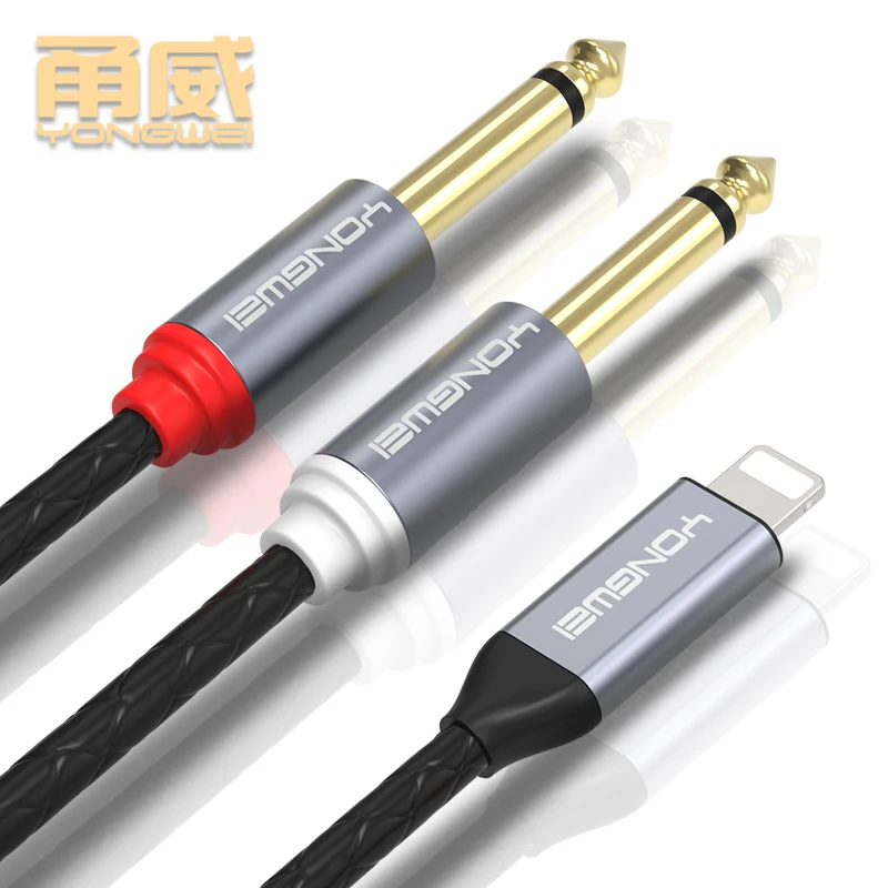 YONGWEI for Lightning to 6.35mm Jack  Cable de potencia de una 6.35mm 1/4\