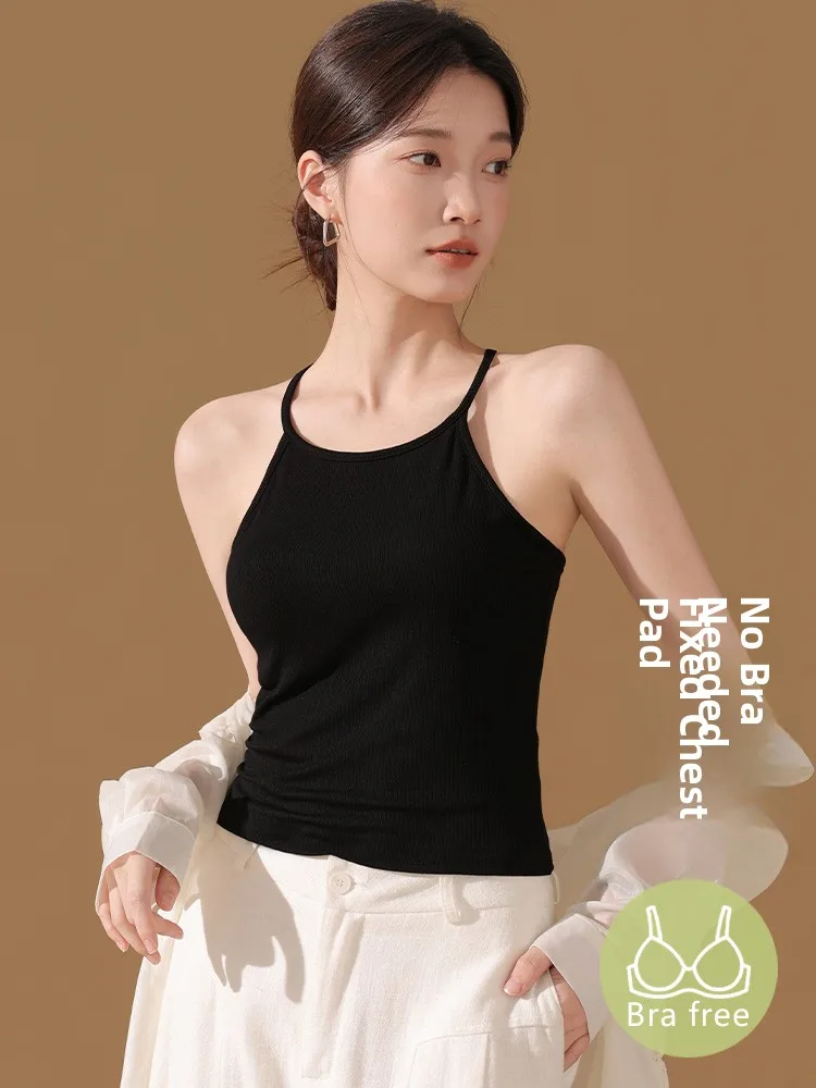 

Новинка 2026: Женский топ-майка Bla Ne с бретельками, со встроенным бюстгальтером, летний, красивый, для улицы, базовый слой