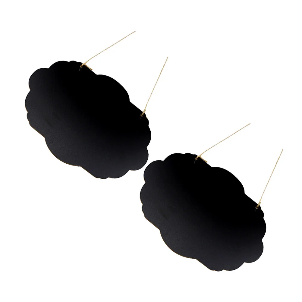 2Pcs Wooden DIY Chalkboards Cloud Shape Double-Sided Writing Boards Lanyard Hanging Decorative Blackboard for Wall Door Window