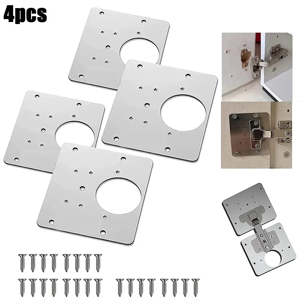 Hinge Repair Plate Cupboard Door Hinge Fixing Plate Door Hinge Repair Kit Mounting Repair Side Panels Cabinet Door Connection