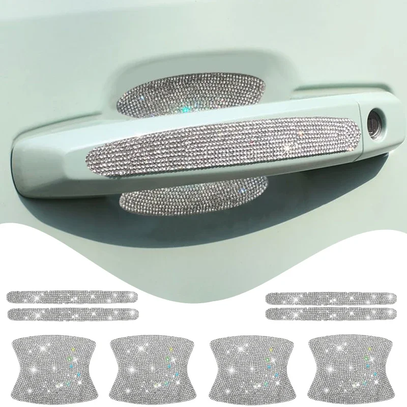 Rhinestone Car Door Bowl Anti-scratch Sticker Protection Popular Cars Door-Bowl Handle Diamond Sticker Auto Exterior Accessories