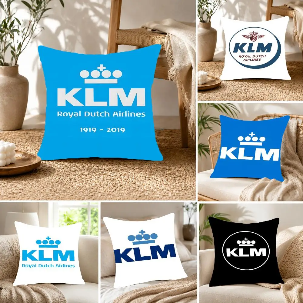Airline Travel Klm Cushion Cover Fluffy velvet Nordic style plush Living room sofa decorative
