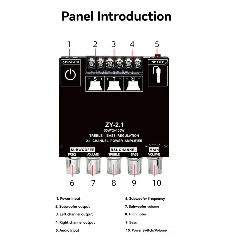 Módulo amplificador de potência de áudio compatível com bluetooth 2.1 canais bt 5.1 3.5mm aux 50wx2 + 100w placa amplificadora placa-tce