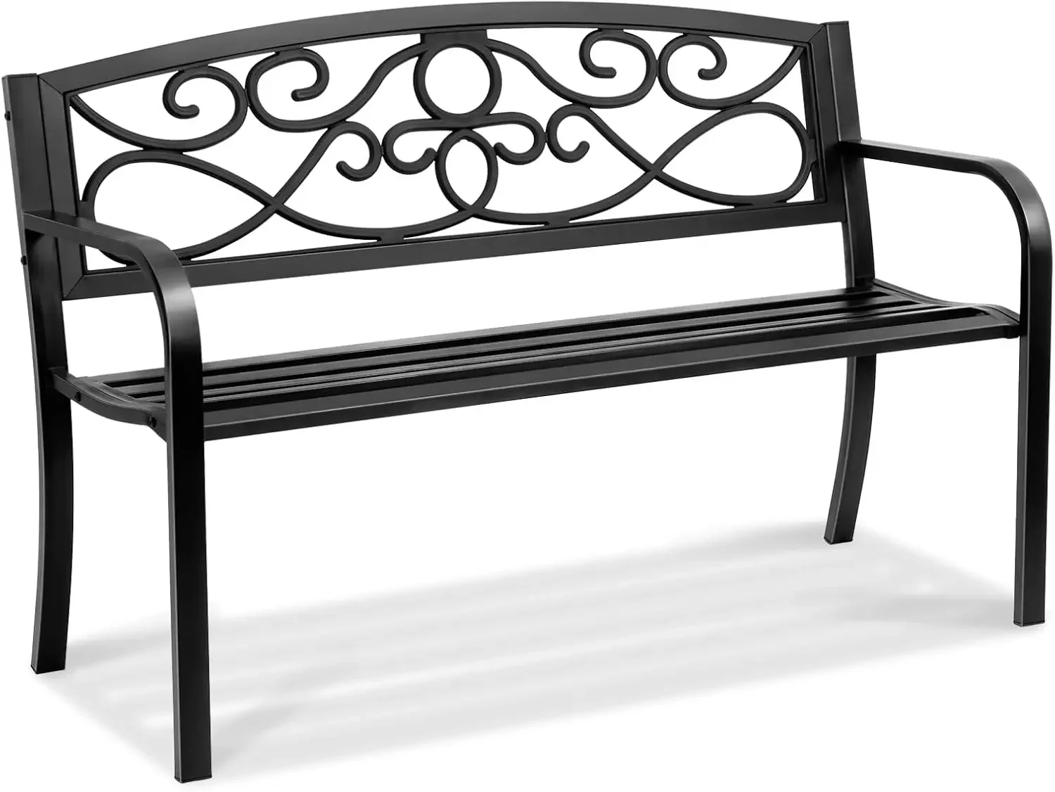 Outdoor Bench, 50 inches Metal Garden Bench for Outdoors, 550 lbs Load Capacity Bench