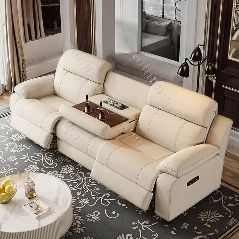 3-Seater Multifunctional Leisure Sofa, Home Theater Furniture with Massage Cooling Foldable Features