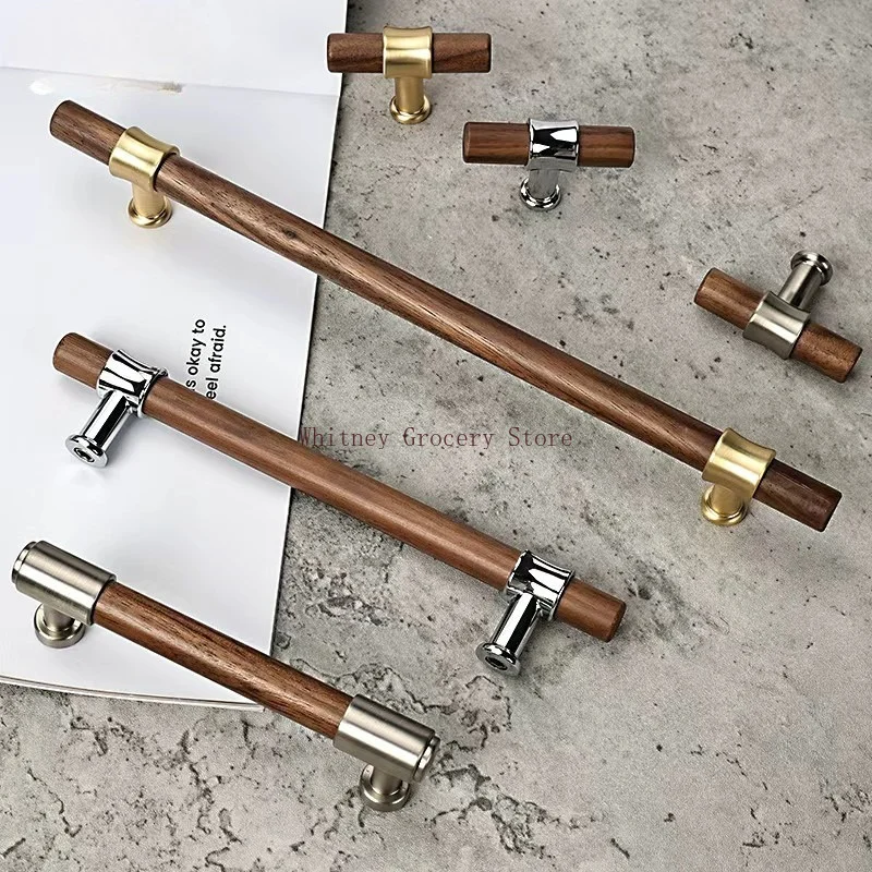 New Chinese Style Solid Wood Cabinet Handle Drawer Wine Cabinet Wardrobe Handle Creative Wooden Shoe Cabinet Handle
