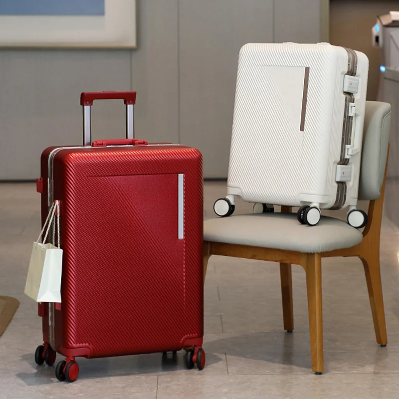 حقيبة سفر بعجلات بإطار من الألومنيوم بسعة كبيرة مقاس 20-28 بوصة حقيبة متينة بقفل مجمع للأمتعة للجنسين #2