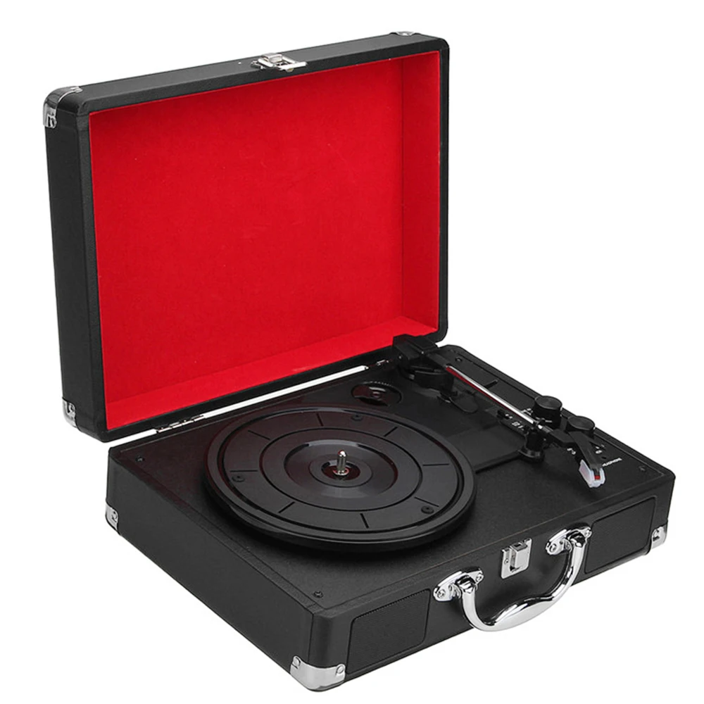 Record Player 3-Speed Turntable Built-in Speaker BT Function Support 7'' /10'' /12'' Belt-Driven Record Player Vintage Turntable