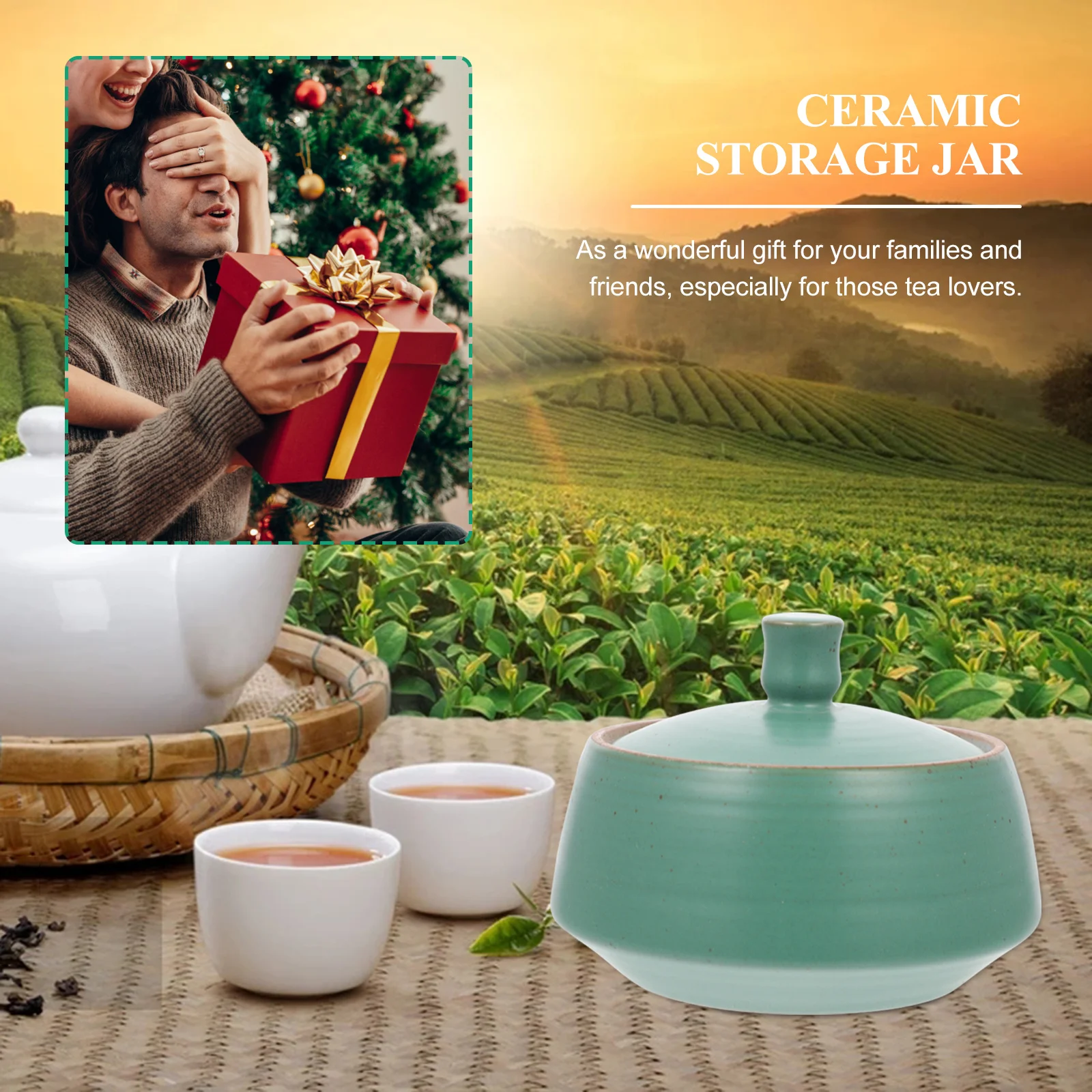 

Vintage Ceramic Storage Container Kitchen Food Jar Airtight Tea Canister for Dry Goods Coffee Sugar Decorative Home Office Use