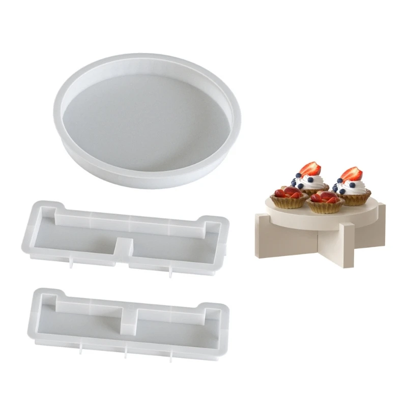 H7EB Practical Round Plate Flexible Silicone Tray With Sturdy Base Great For Dining Table Setting and Event Daily Use
