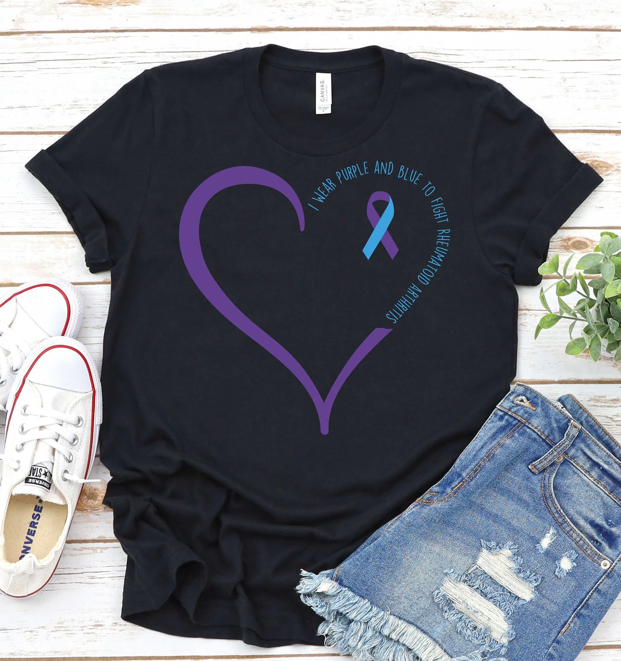 I Wear Purple And Blue To Fight Rheumatoid Arthritis T Shirt Ra Awareness Survivor