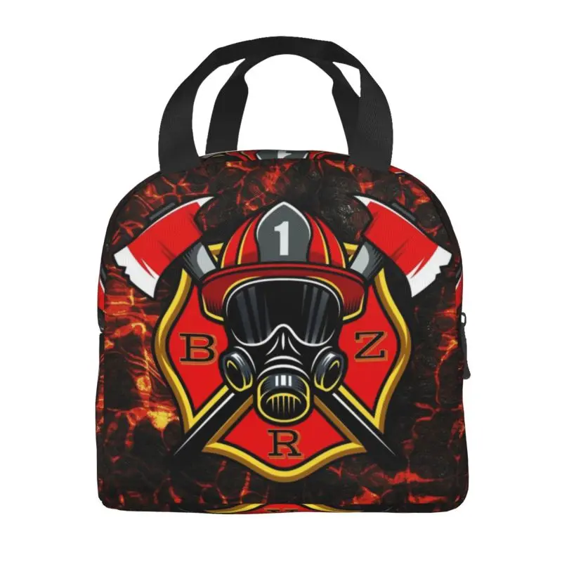 Fire Rescue  Firefighter Insulated Lunch Bag for Women Leakproof Fireman Thermal Cooler Bento Box Office Work School