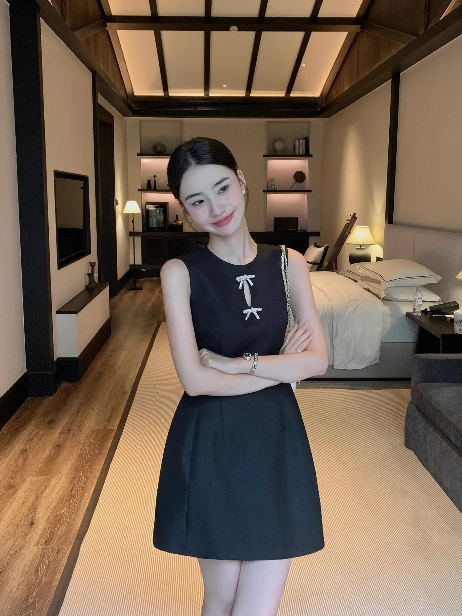 

Pusumede Ele Knot Dr Женский жилет трапециевидной формы с утягивающей талией Dr Платье из полиэфирного волокна Svel Par