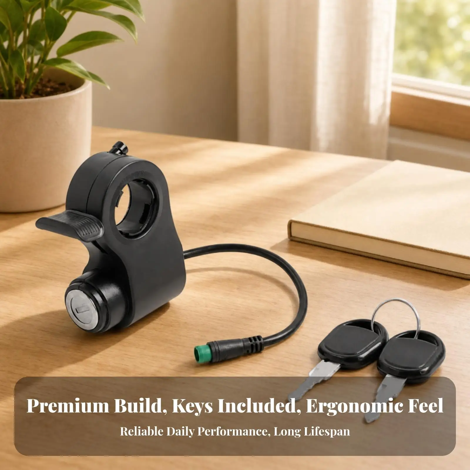 Throttle with Ignition Lock | Compact Wired Design, combined, Thumb Throttle with Key Switch