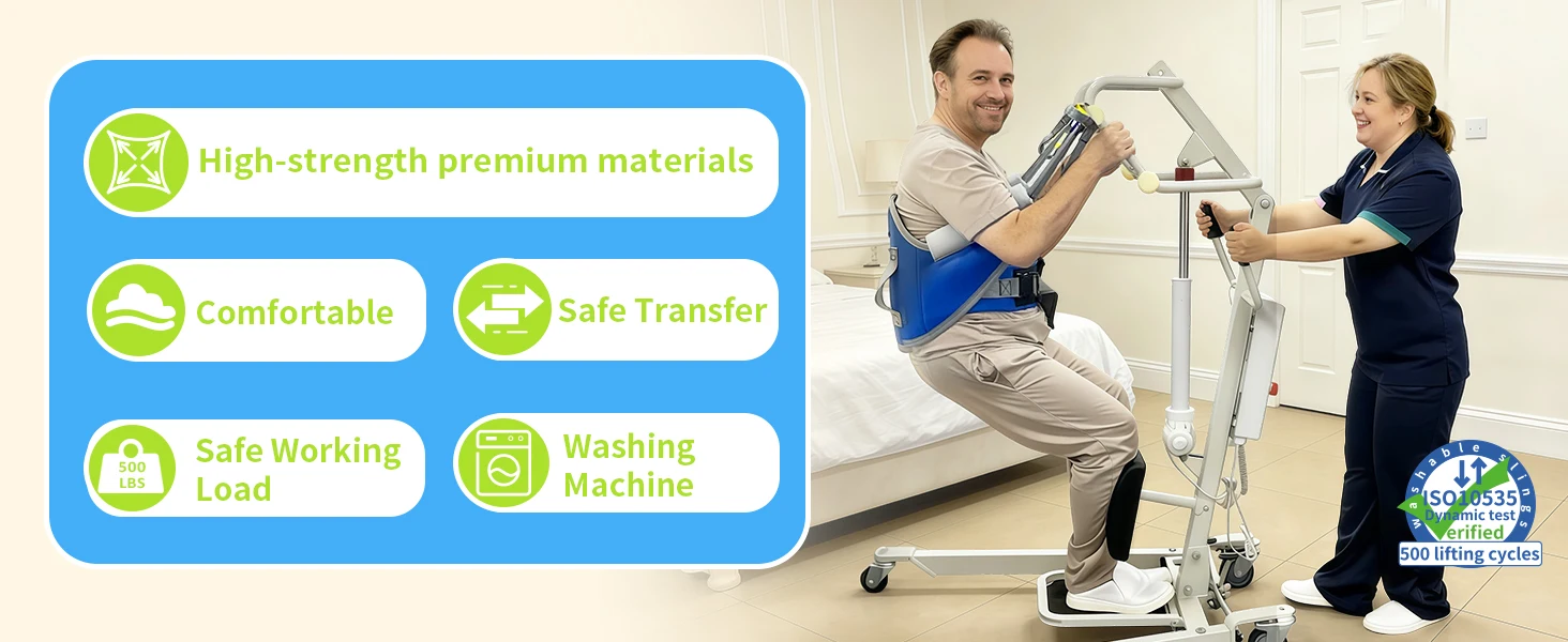 Ehucon Sit to Stand Lift Patient Aid Gepolsterte Lift Sling, Stehhilfe Hoist Sling mit Rückenstütze Rehabilitationspflege – Detail 1