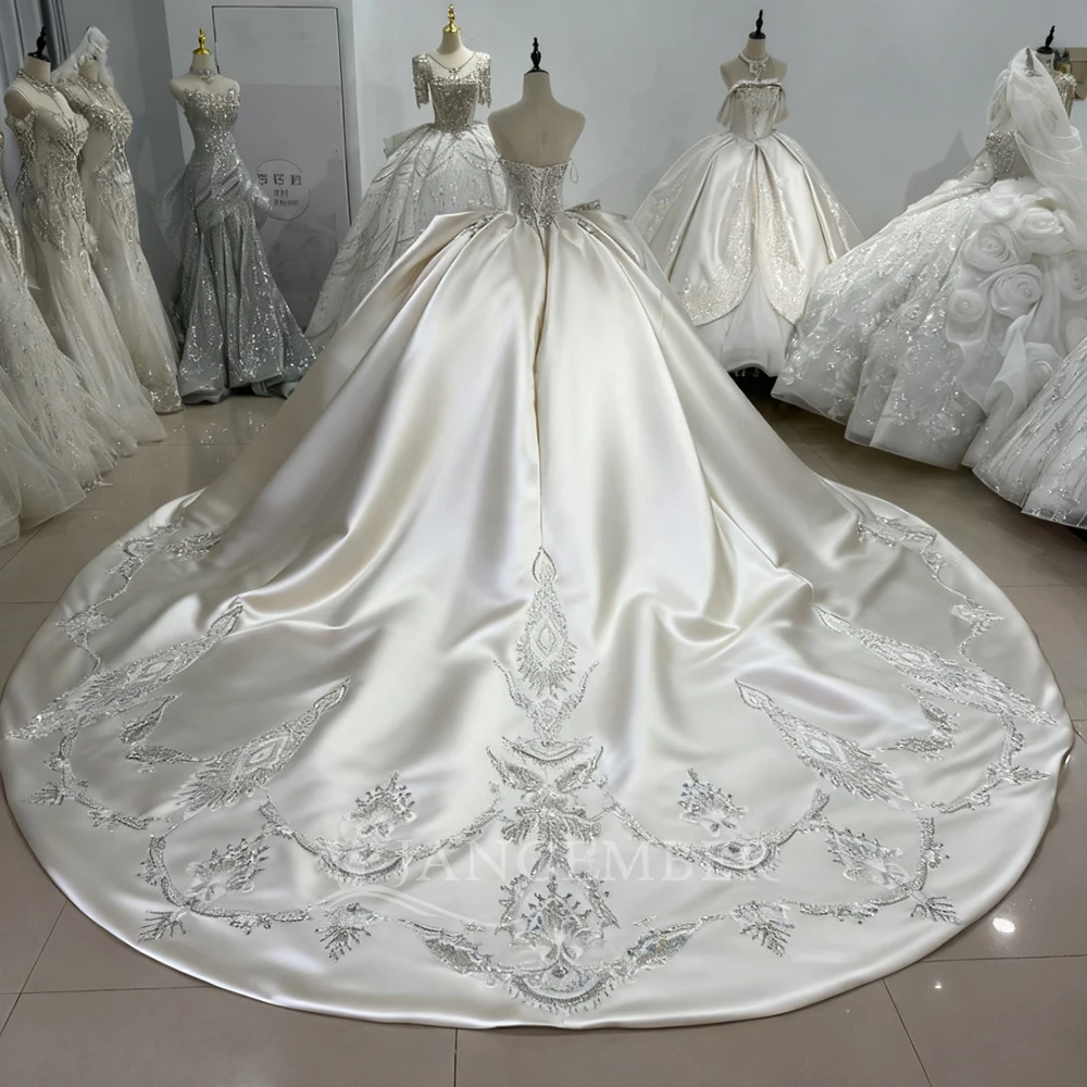 민소매 공주 웨딩 드레스 새틴 볼 가운 신부 드레스 맞춤 제작 웨딩 드레스