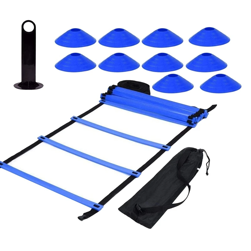 

Hot Speed Agility Training Set Includes Agility Ladder With Carrying Bag 10 Disc Cones For Hurdles Training Football