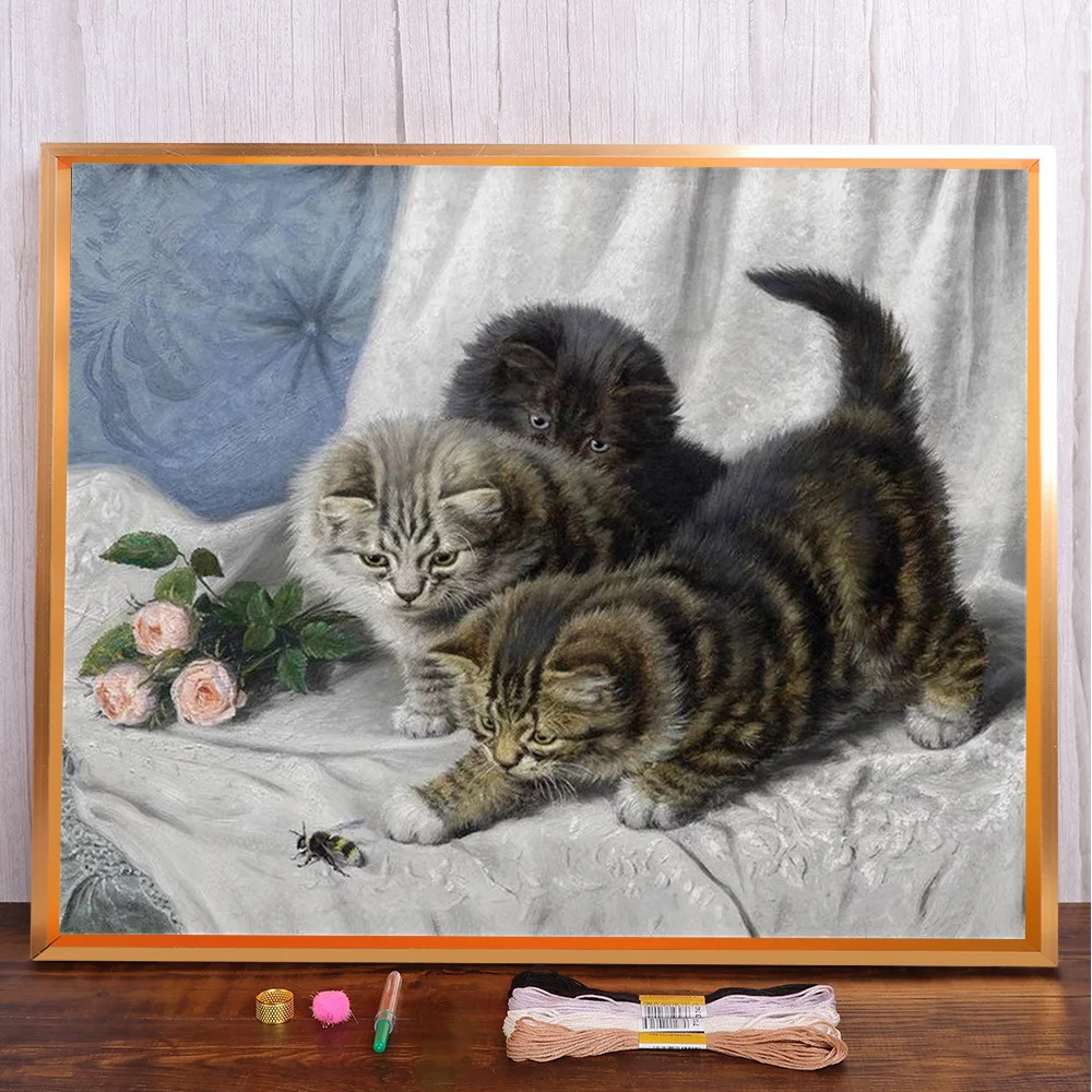 

Animal Pet Cat Printed 11CT Cross-Stitch Complete Kit Embroidery Handicraft Handmade Sewing Handiwork Room Decor Sales Magic