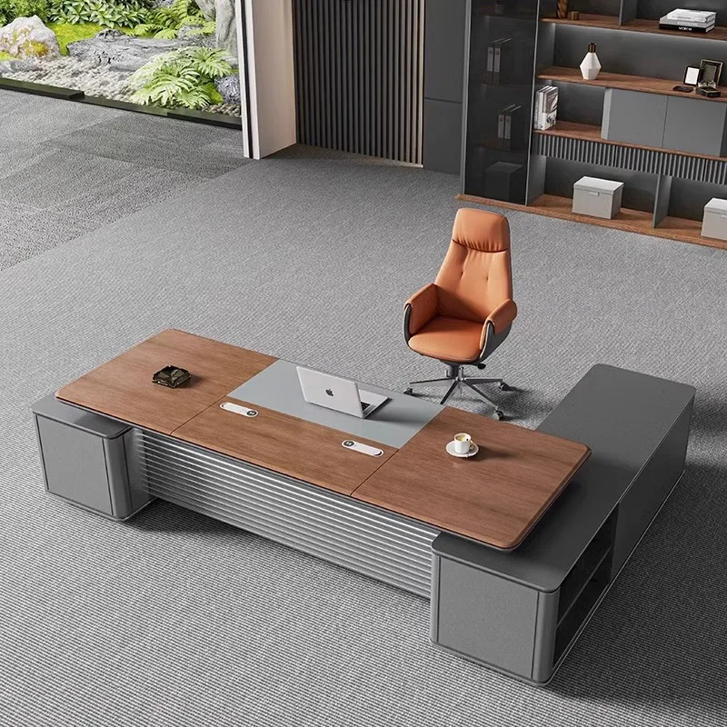 &High-end and Sophisticated Modern Style Office Furniture Executive Office Desk With Cabinet Suitable for Office Building