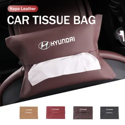 Car Seat Back Tissue Box Leather Hanging Paper Storage Bag For Hyundai Creta SantaFe Kona Genesis Equus Coupe Azera ioniq